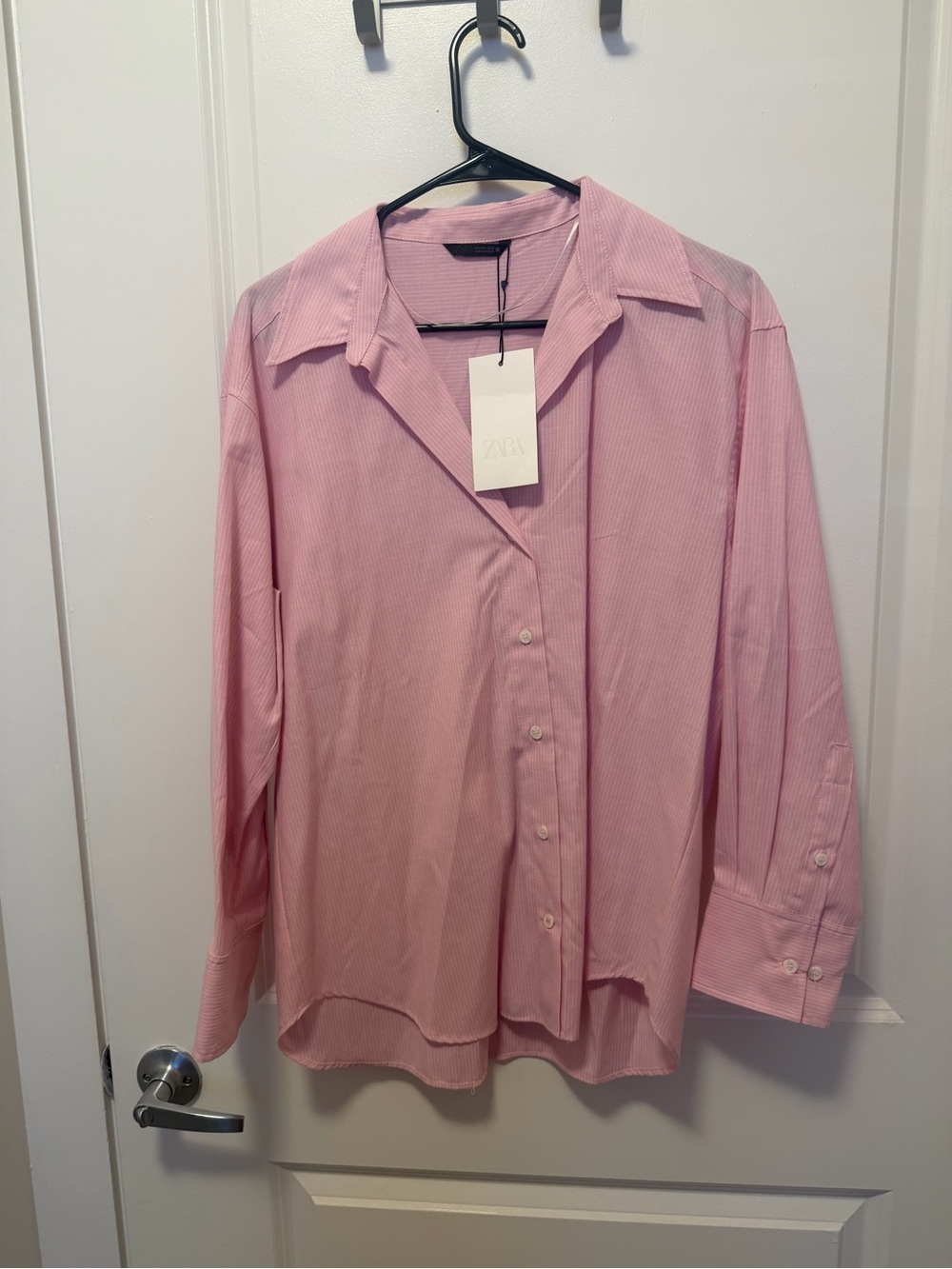 Zara Men’s Light Pink Long-Sleeve Button-Down Shirt
